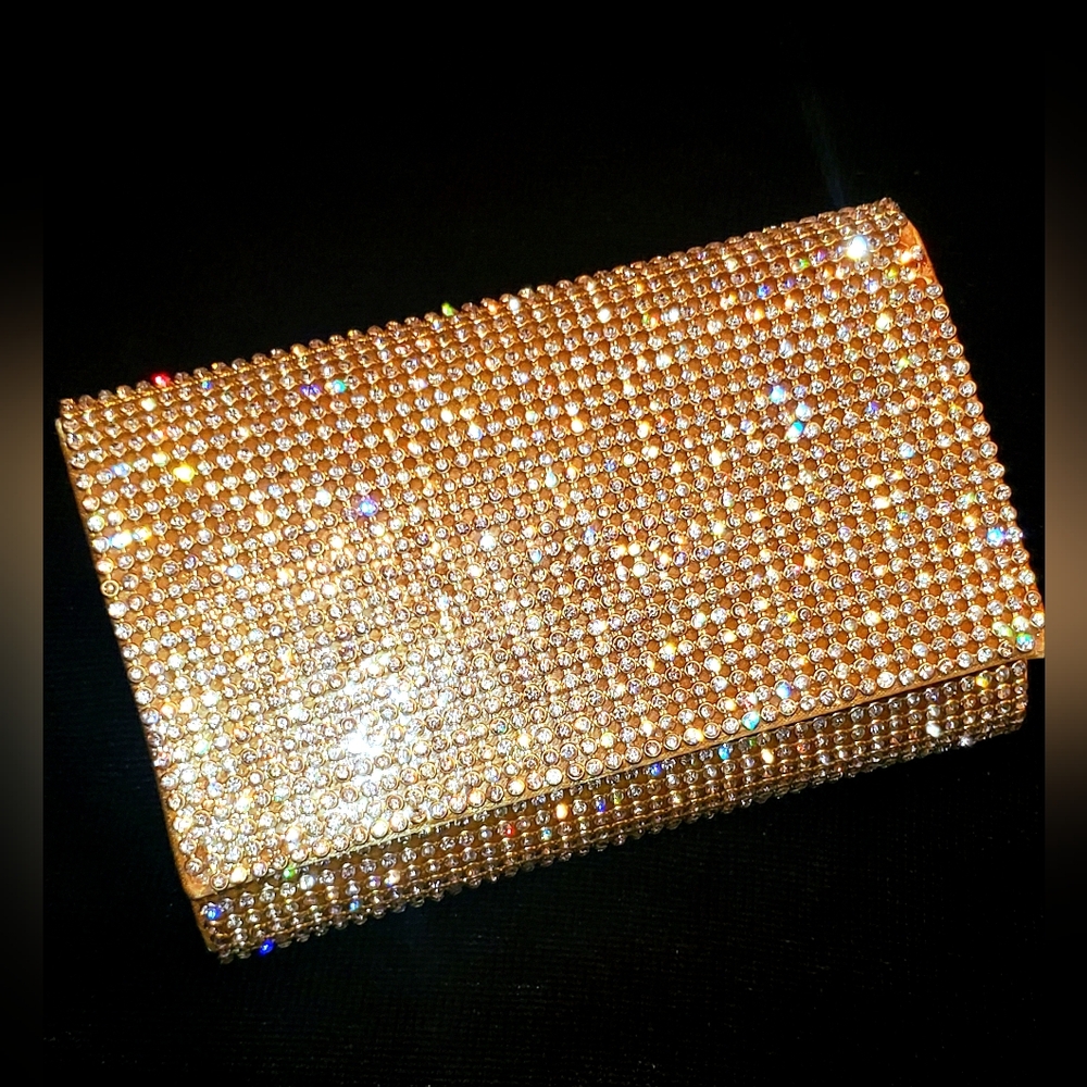 Red by Saks Fifth Avenue's Dazzling Gold And Crystal Evening Clutch NWOT